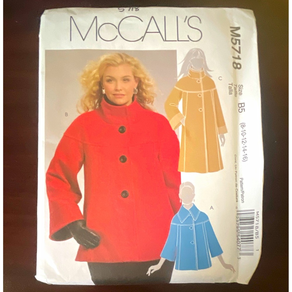 McCall's M5718 Sewing Pattern Misses Lined Jackets & Coat Sz 8-16 UNCUT